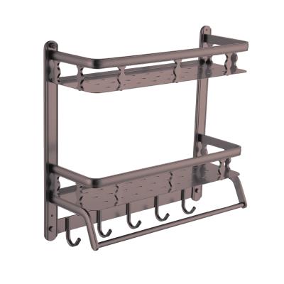 China Aluminum Wall Mounted Type Stocked Bathroom Accessories Special Offer Multi Function Storage Racks And Racks Non-Folding Rack for sale