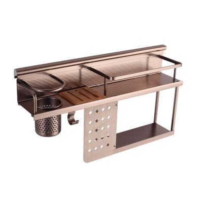 China Wall Mounted Type Stored Rack Fashion Design Multi Function Aluminum Non-Folding Kitchen Tools for sale