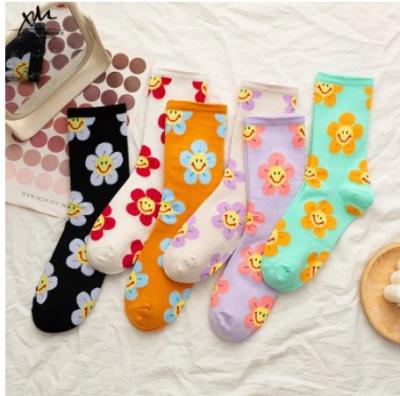 China New Korean Japanese Style QUICK DRY Logo Cartoon Flower Women Socks Custom Made Harajuku Kawaii Bumps Spring Breathable Autumn Casual Socks for sale