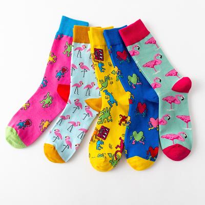 China New Fashion Selling Cotton Hot QUICK DRY Animal Cartoon Casual Socks Loving Heart Flamingo Women Cute Funny Japanese Harajuku Socks for sale