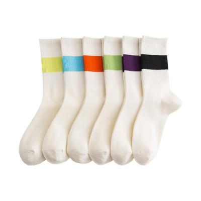 China QUICK DRY spring and summer fashion color women bangs new street girls sports solid colored medium tube stockings soft stripe for sale