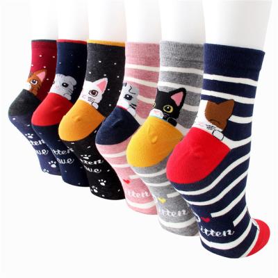 China New Arrival QUICK DRY Women's Socks Color 5 Pairs Spring Autumn Winter Funny Cartoon Sock/Pack For Ladies And Woman Cotton Striped Socks for sale