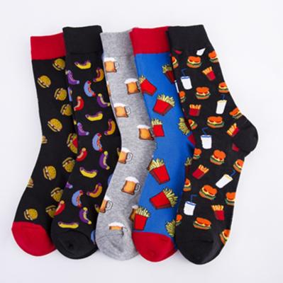 China Wholesale Fashion QUICK DRY MC Casual Colorful Funny Happy Men Crew Socks Puzzle Design Food Men Socks for sale