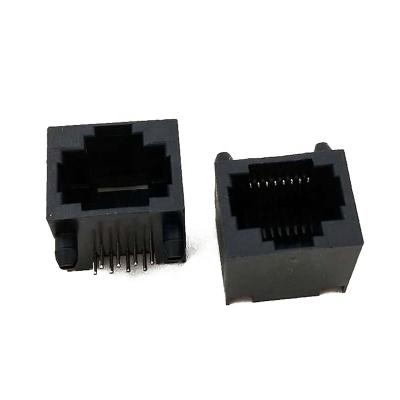 China PCB Connector Female Modular Jack RJ45 DIP Ethernet 56 8P8C Right Angle Plug L=15.1mm for sale