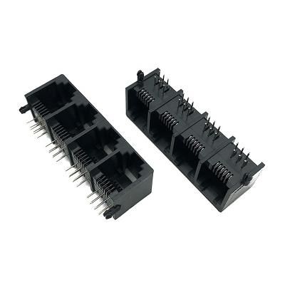 China 5521 Black Right Angle 5521 Female Port 1x4 RJ25 Connectors Modular PCB 6P6C for sale