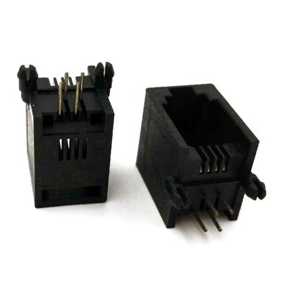 China Modular Right Angle Female PCB Jack RJ9 5521 4P4C DIP Without Ear Connector Phone Port PCB Jack for sale