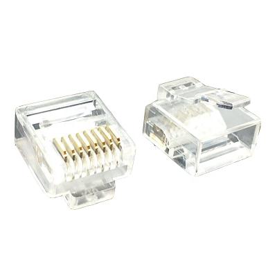 China Phosphor Bronze Ethernet Plug Connectors CAT5E Flat Cable Plug 8P8C Modular Short Body L=13.34 for sale