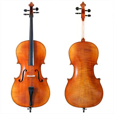 China Spruce inlaid line 4/4 carbon top octagonal arc solid spruce AA fiber solid wood cello acoustic marks for sale