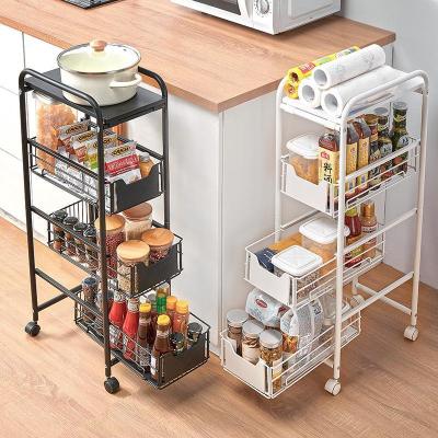 China Storage Cart 4 Tier Slim Storage Organizer Storage Rolling Utility Stored Mobile Shelving Cart For Kitchen Bathroom Laundry Narrow Area for sale