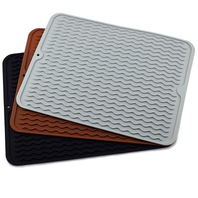 China Sustainable Easy Clean Folding Silicon Draining Mat Pad Pad Drying Mat Silicone Dish Drying Mat for sale