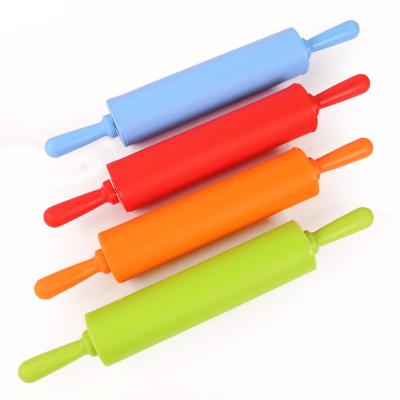 China Candy Color Stocked Plastic Pin For Large Cookie Pins Kids Baking Accessories Non-Stick Outdoor Adult Dough Roller for sale