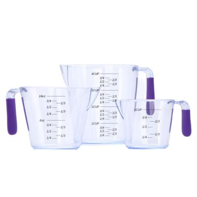 China Stocked Package 3pcs Measuring Cup With Handle 250ml 500ml 1000ml Clear Silicone Measuring Cups With Scales Measuring Beaker For Kitchen for sale