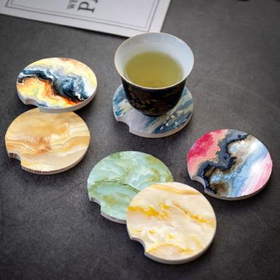 China Sustainable Ceramic Coaster For With Beautiful Colors Absorbent Pad Drinks Coaster For Decoration Gift for sale