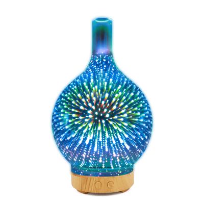 China Creative Car Aromatherapy Essential Oil Diffuser 3D Firework Aroma Diffuser Humidifier with LED Color Lights Yoga Leisure SPA Gift for sale