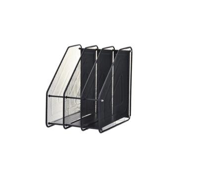 China Metal 3 Layers Design Collection Holder Classic Black Metal Document Mesh Magazine Holder for sale