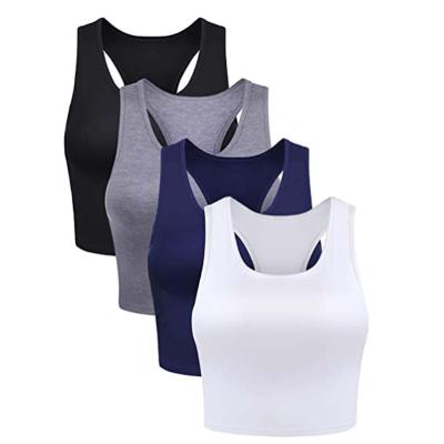 China Women's Fitness Women's Running Vest Breathable Sleeveless Sexy Solid Crop Tank Top Running Sporty Yoga Crop Top for sale