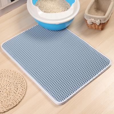 China Washable Waterproof Pet Cat Litter Double Layer Trapping Pet Mat Kitten Toilet Mats Feeding Garbage Cat Floor Non-Slip Pad for sale