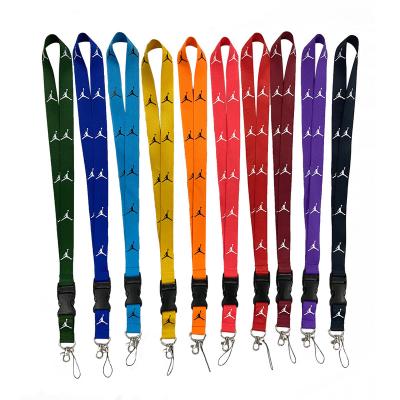 China Custom Key Chain Lanyard With Logo Rainbow Lanyard Tengsheng Double Lobster Claw Lanyard High Quality Durable Polyester for sale