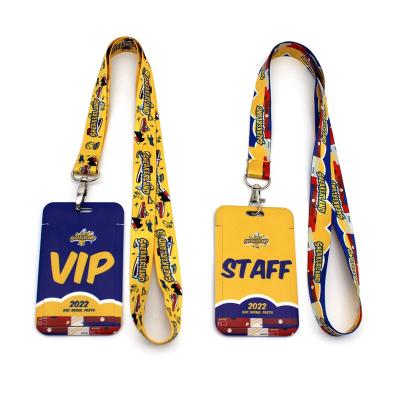 China Custom Fashionable Cartoon Gift Personality Name ID Card Holder Promotional Wholesale Card Sleeve Badge Holder With Ribbon Lanyard for sale