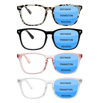 China Round Progressive Multifocal Blue Lightweight Blocking Spring Reading Glass Women Men Hinges Computer Square Readers for sale