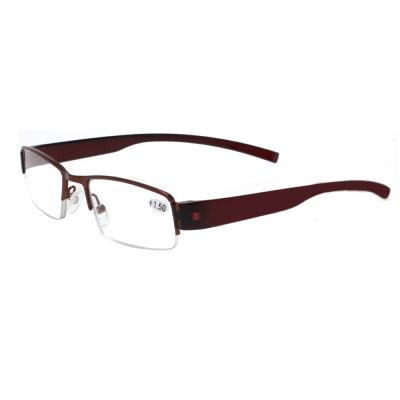 China Kerescen Reading Glasses Metal Hinge Reading Glass Retractable Black Brown Frame Men And Women Half for sale