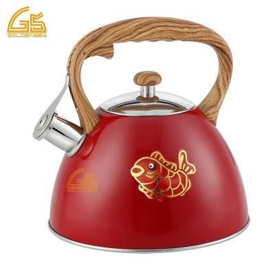 China HausRoland Stainless Steel Water Teapot Induction Stove Sustainable Top Gas Whistling Tea Kettle With Color Paint Coating for sale