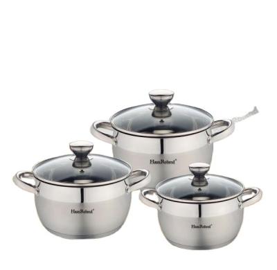 China High Quality Binaural Stocked HausRoland Stainless Steel Handled Soup Pot Stew Pot Steamer Kitchen Cookware Set for sale