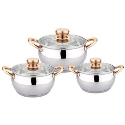 China Stored Ear Rose Gold Handle Cookware HausRoland Stainless Steel Double Multifunctional Soup Pot Steamer Set for sale