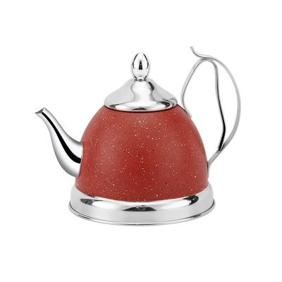 China HausRoland Stainless Steel Brew Stocked Teapot 1L Handle Long Slim Mouth Coffee Pot With Tea Leak for sale