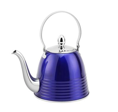 China 1L Long Mouth Stainless Steel Brew Slim Coffee Teapot Lacquer Kettle Color Box Stocked Exquisite Packaging for sale