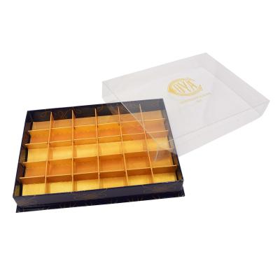 China Custom Recyclable Wholesale LOGO Printed Stamping Luxury Transparent Chocolate Box Packaging for sale