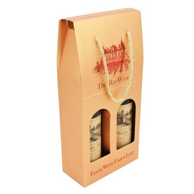 China Hot Sales Materials OEM Recycled Window Wine Box Two Foldable Wine Box Customized Logo Printed Sublimation Wine Box for sale