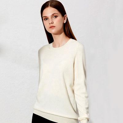 China 100% Pure Cashmere Women's Crew Neck Cashmere Sweater Anti-Shrink Long Sleeve for sale