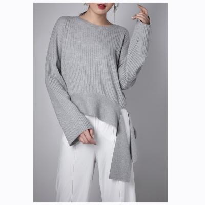 China Fashion Anti-Shrink Women's Winter Knitted Gray Cashmere Pullover Sweater for sale