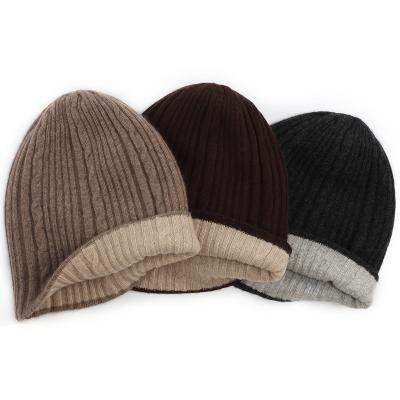 China Barred Beanies Knit Custom Mens Winter Hat Cashmere Mens Hats for sale