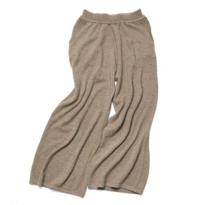 China Anti-Wrinkle Women's Gray Blend Silk And Cashmere Blend Soft Flared Pants Knitted Plus Size Wide Leg for sale