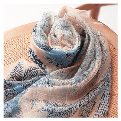 China Long Wool Scarf Computer Printed Women Unique Design Wool Scarf Ethnic Scarf Shawl for sale