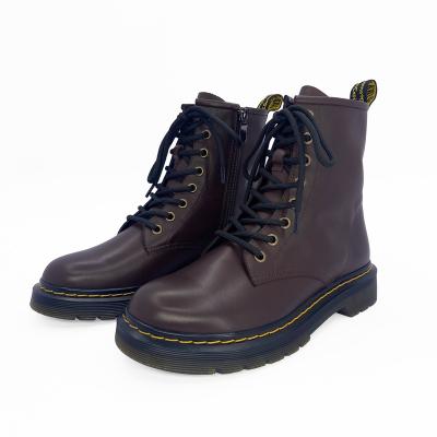 China 2020 Fashion Trend Flat Boots New Design Ladies Outdoor Booties Rubber Leather Trim Combat Boots for sale