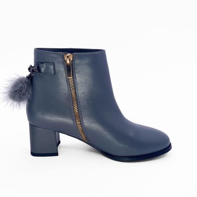 China Hot Selling Fashion Trend Ladies High Heel Winter Warm Chunky Boots Indoor With Fur Outsole Design Girls Round Toe Zipper Up Side Boots for sale