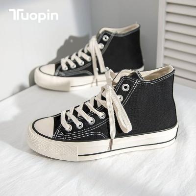 China Wholesale Custom Logo Canvas Trendy Shoes For Wome Fashion High Top Canvas Shoes for sale