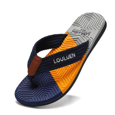 China 2023 fashion trend wholesale and retail summer men's indoor and outdoor non-slip slippers striped beach leisure color flip flops for sale