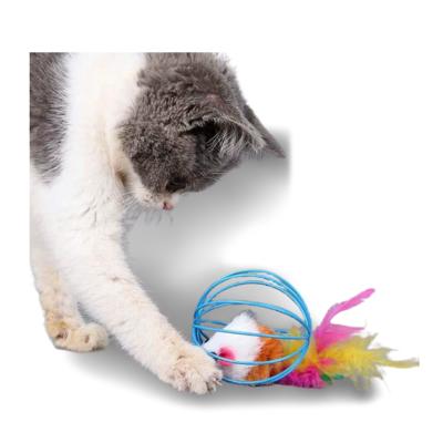 China Amazon Viable Hot Ball Set Felt Striping Chasing Mouse Movement Cat Toy Popping Mouse House Cat Catching Toys for sale