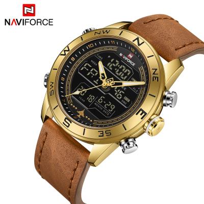 China Naviforce 9144 Day/Date Hot Selling Naviforce 9144 Band Luminous Double Display Simple Genuine Leather Casual Watch Kit for sale