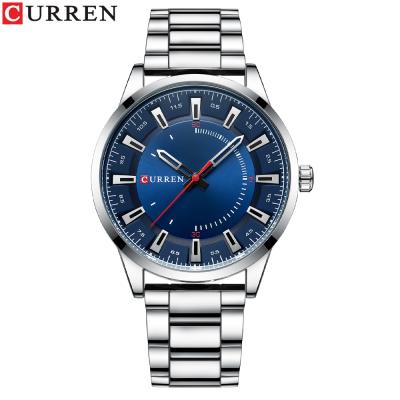 China Wholesale Curren 8406 Men's Strap Water Resistant Quartz Silver Watch Super Steel Analog Display Business Watch Set for sale