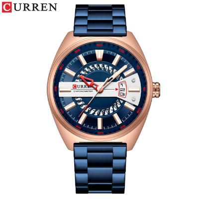 China Popular Chronograph Curren 8403 China Men's Quartz Watch Steel Band Date Display Character Business Watch Luminous Waterproof Set for sale