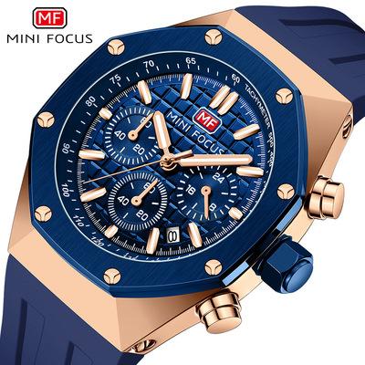 China Mini Focus 0417G Chronograph New Design Luminous Water Resistant 3 Dials Multifunctional Men Sport Watch for sale