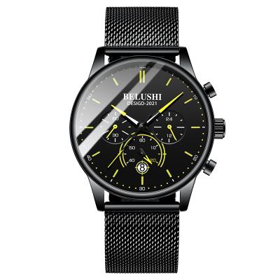 China BELUSHI B-569 New Design Color Men Quartz Watch ECO Mesh Automatic Band Luminous Calendar Simple Date Business Watch Set for sale