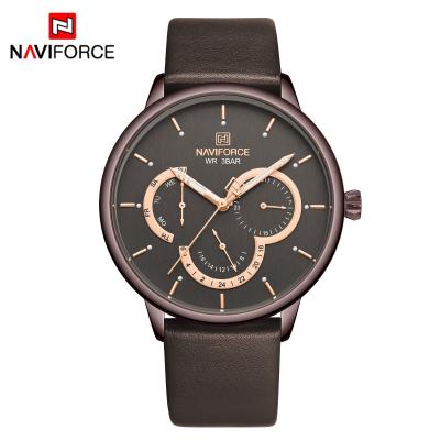 China China Fashion Naviforce 3011 Chronograph Chronograph Leather Hands Band 6 Men's Quartz Watch PU Ultra Thin Casual Watch for sale