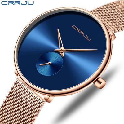 China Crrju 2165 Elegant Lady Quartz Watch Water Resistant Creative China Mesh Band Waterproof Ultra Thin Chrono musculino Leisure relogio for sale