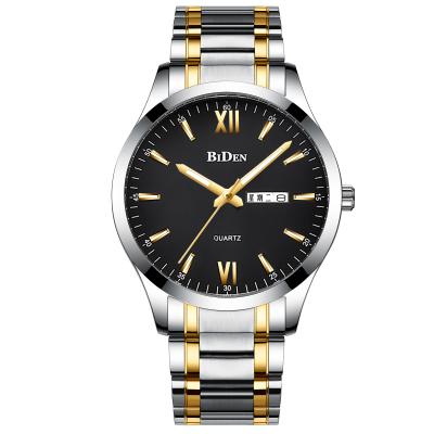 China Concise Date BIDEN 0032 China Stainless Steel Men's Automatic Band Luxury Waterproof Calendar Business Quartz Wrist Watch for sale